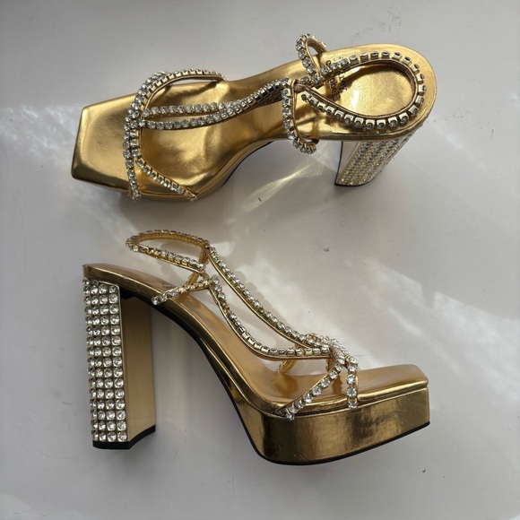 JEFFREY CAMPBELL, Nuite Embellished Slingback Platform Sandal, Sz 8.5 - Picture 5 of 12
